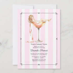 Veuve Before Vows Rosa Champagner-Junggesellinnena Einladung