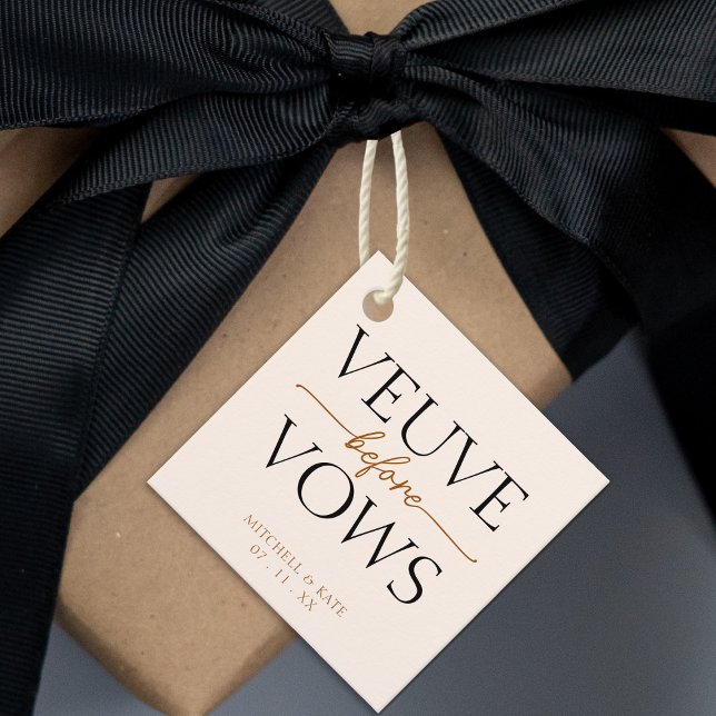 Veuve Before Vows Tan Brown Brautparty Geschenkanhänger (Veuve Before Vows Tan Brown Bridal Shower Favor Tags
)