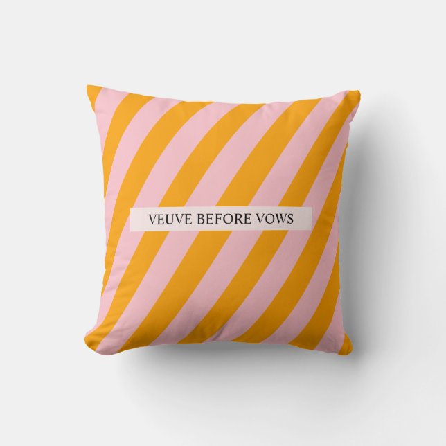Veuve vor Vows Rosa und Orange mit Namen Kissen (Vorderseite)