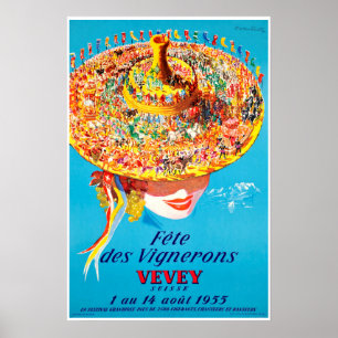 Vevey, Schweiz, Reiseplakat Poster