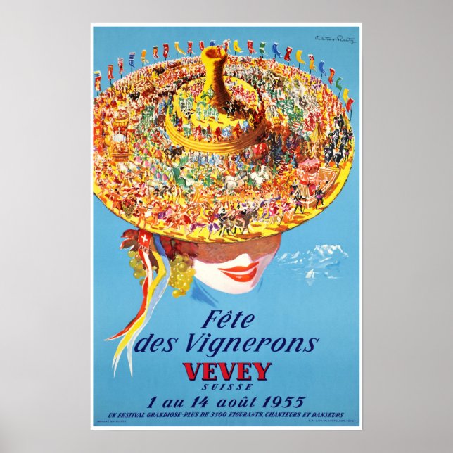 Vevey, Suisse, Affiche de voyage (Devant)