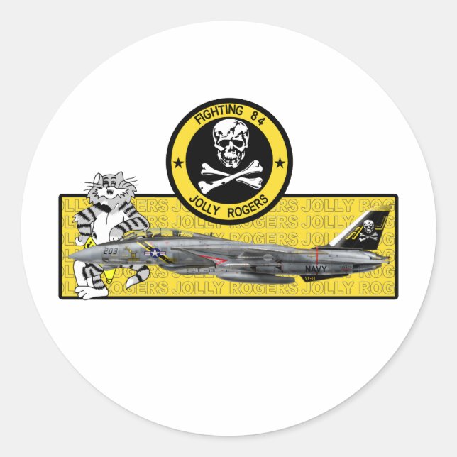 VF-84 PIRATENFLAGGEN F-14 TOMCAT RUNDER AUFKLEBER (Vorderseite)