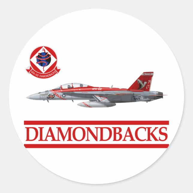 VFA-102 Diamondbacks F-18 Hornet Runder Aufkleber (Vorderseite)