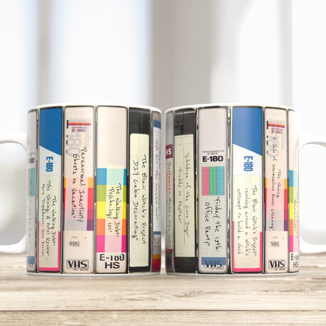 VHS Halloween Horror parody Editable Movies Titel Kaffeetasse (Von Creator hochgeladen)