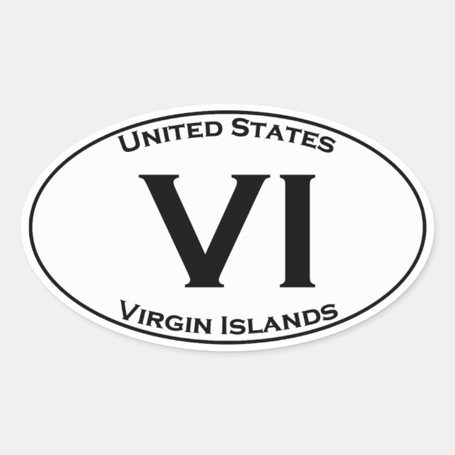 VI - Jungfrau Islands Euro Style Oval Acronyme Log Ovaler Aufkleber (Vorderseite)