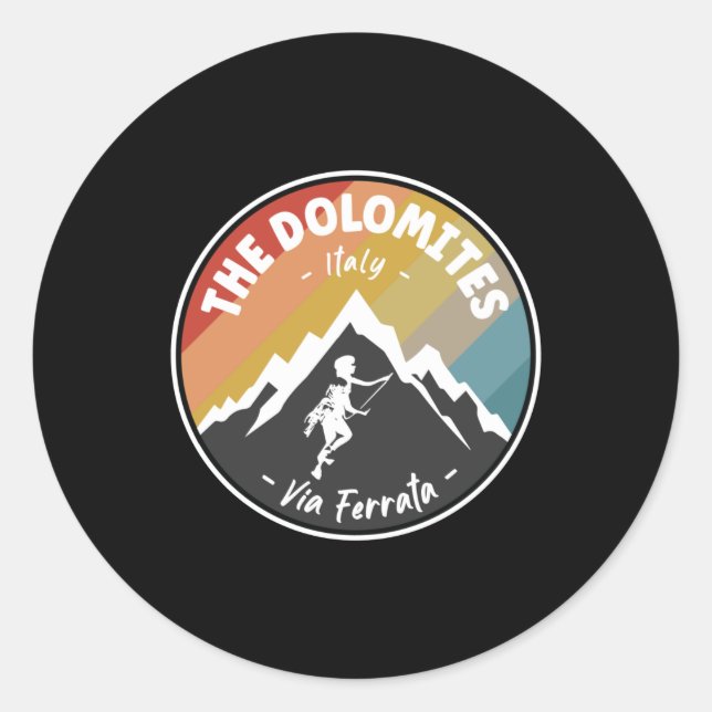 Via Ferrata - Die Dolomiten Italien Runder Aufkleber (Vorderseite)