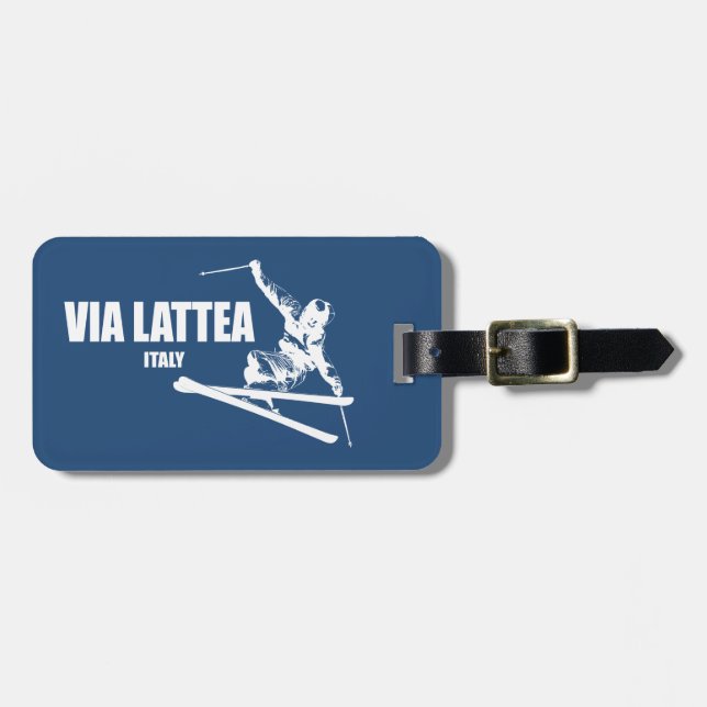 Via Lattea Skifahrer Gepäckanhänger (Vorderseite horizontal)