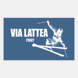 Via Lattea Skifahrer Rechteckiger Aufkleber