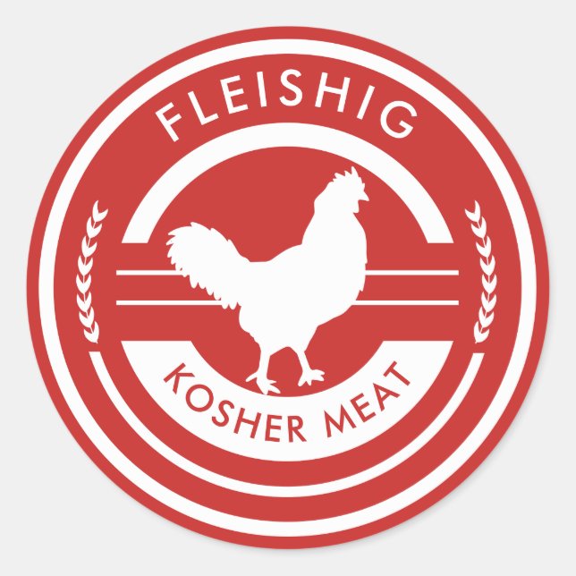 Viande Étiquette Kosher rouge et blanche (Devant)