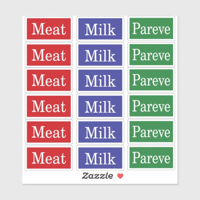 Viande Pareve de lait Kosher Étiquettes (Feuille)