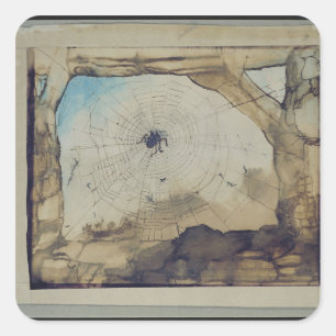 Vianden durch das Web einer Spinne Quadratischer Aufkleber