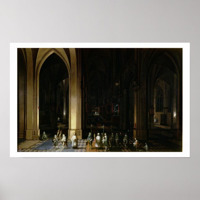 Viaticum im Inneren einer Kirche Poster (Vorne)