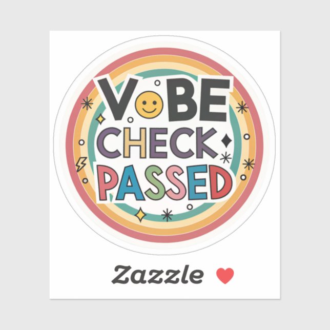 Vibe Check Passed Rainbow Sticker | Positive Energ (Blatt)