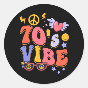 Vibe Costume 70er Party Outfit Groovy Hippie P Runder Aufkleber