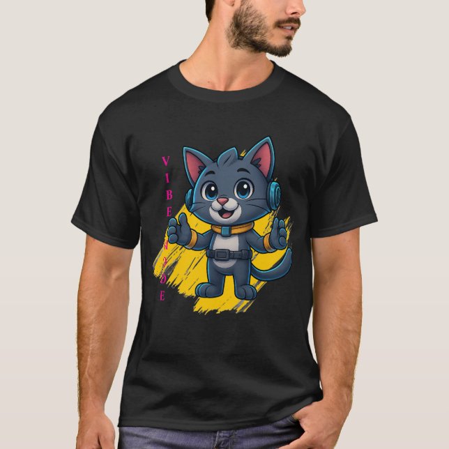 Vibe Mode Cat - Retro Design T-Shirt (Vorderseite)