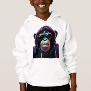 Vibe Néon – Chimpanzé Stylé en Capuche et Lunettes