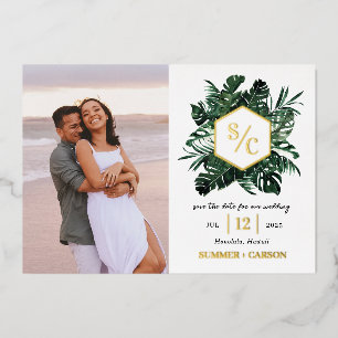 Vibe Tropicale Mariage FOIL Enregistrer La Carte D