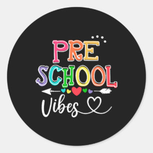 Vibes Back to School Retro Pre-k Lehrer Runder Aufkleber
