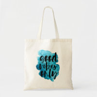 vibes bleu foncé bon sac fourre-tout de script de 
