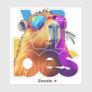 Vibes Capybara Retro Design Aufkleber