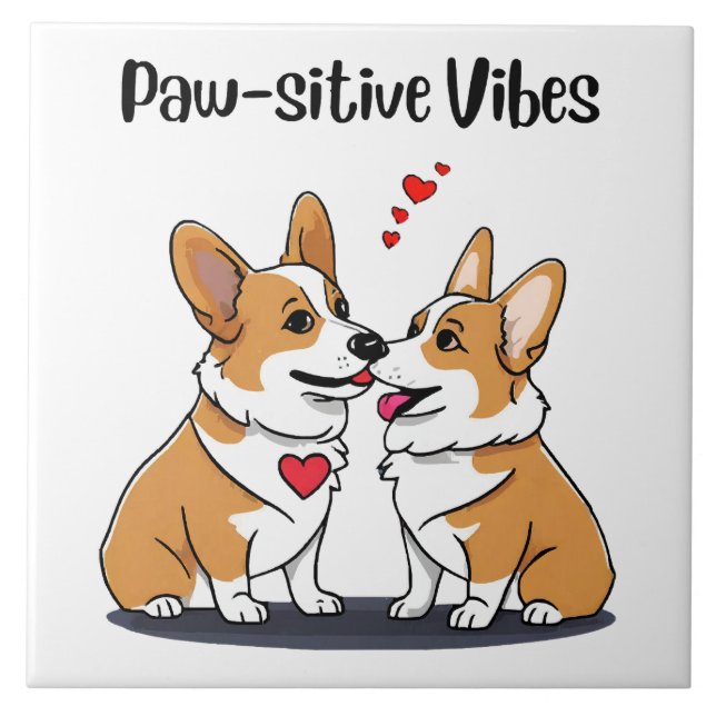 Vibes Corgis in Liebe Fliese (Vorderseite)