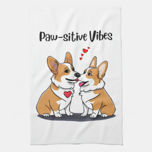 Vibes Corgis in Liebe Geschirrtuch