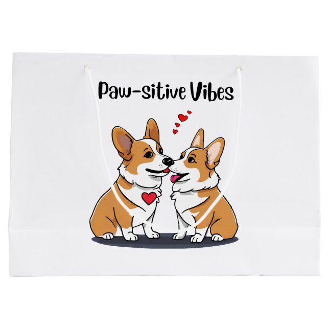 Vibes Corgis in Liebe Große Geschenktüte (Rückseite)