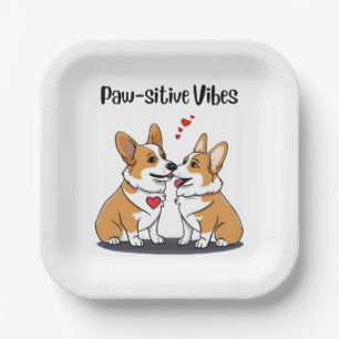 Vibes Corgis in Liebe Pappteller