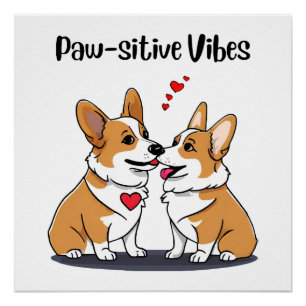 Vibes Corgis in Liebe Poster