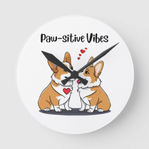 Vibes Corgis in Liebe Runde Wanduhr