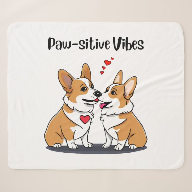 Vibes Corgis in Liebe Sherpadecke (Vorderseite (Horizontal))