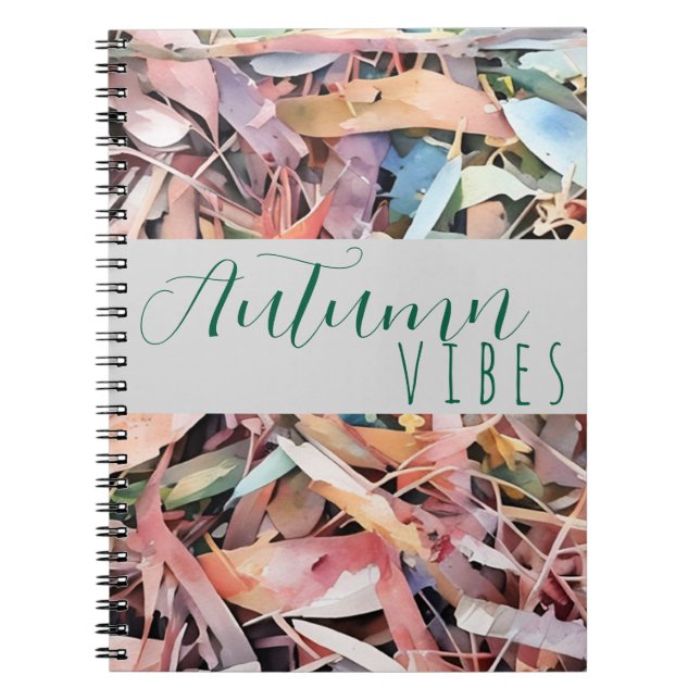 Vibes d'automne Aquarelle feuille Carnet spirale (Devant)