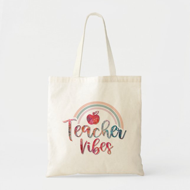 Vibes de l'enseignant de pomme Sac fourre-tout col (Devant)