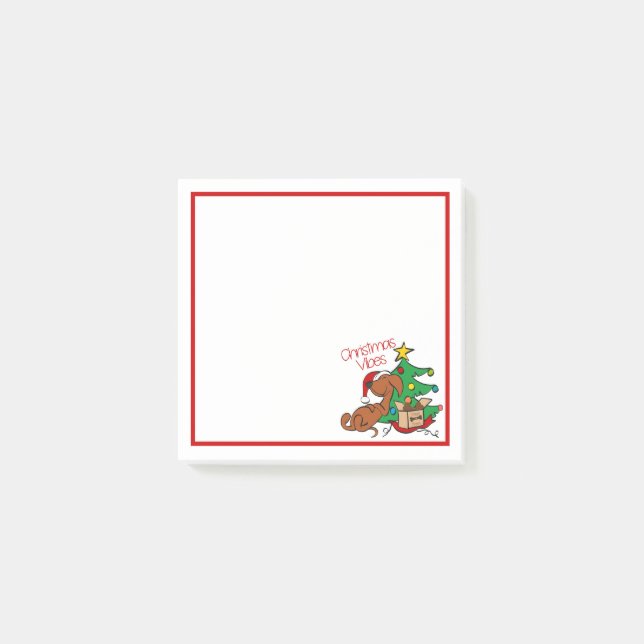 Vibes de Noël Dachshund Dog Post-It Notes (Devant)