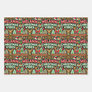 Vibes de Noël Melanin enveloppant des feuilles de