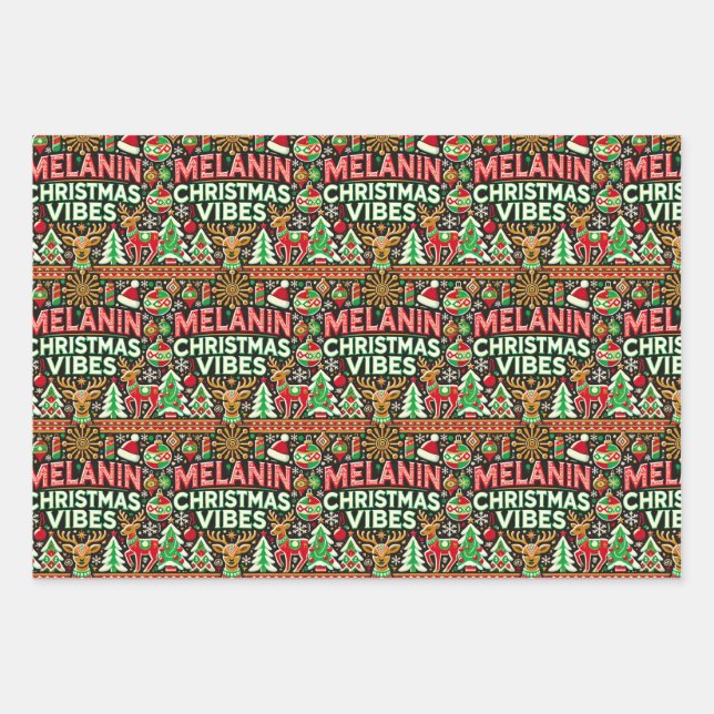 Vibes de Noël Melanin enveloppant des feuilles de  (Devant)