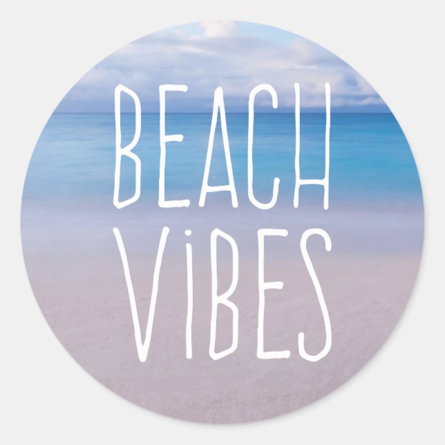Vibes de plage Beau Ocean Beach Sticker rond (Devant)