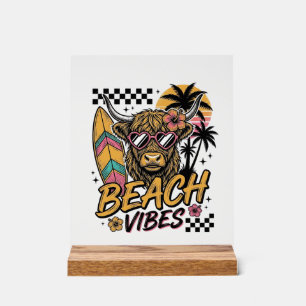 Vibes de plage vache highland été art vectoriel_1