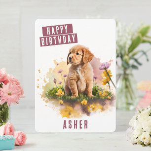Vibes de printemps Puppy Anniversaire Carte