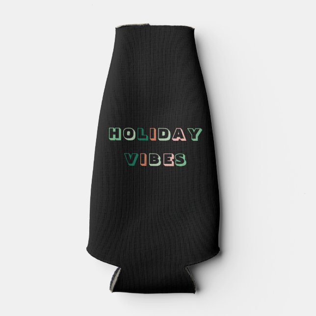 Vibes de vacances Glacière de bouteille noire (Devant)