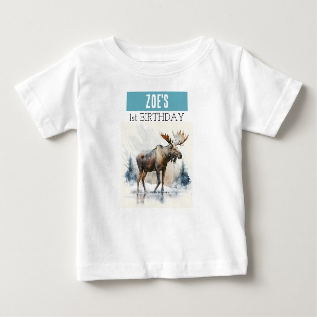 Vibes d'hiver Moose - T-shirt 1er anniversaire (Devant)