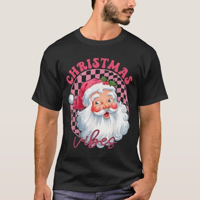 Vibes Groovy Pink Santa T-Shirt (Vorderseite)