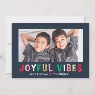 Vibes Joyeuses Editable Color Holiday Carte photo