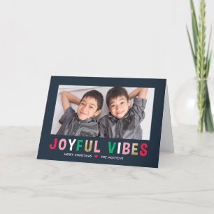 Vibes Joyeuses Editable Couleur Plier Carte Holida