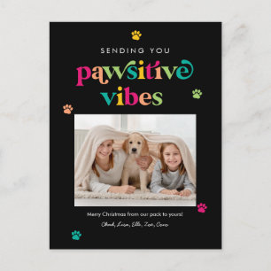 Vibes Pawsitive Editable Color Holiday Carte posta