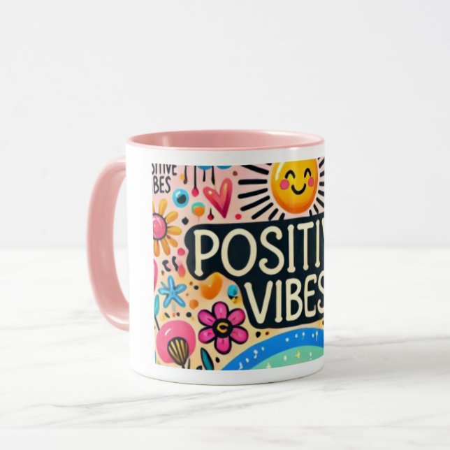 Vibes positives, Mug coloré (Devant gauche)