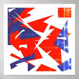 Vibes positives Rouge Bleu blanc Poster d'art Abst