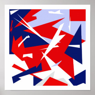 Vibes positives Rouge Bleu blanc Poster d'art Abst