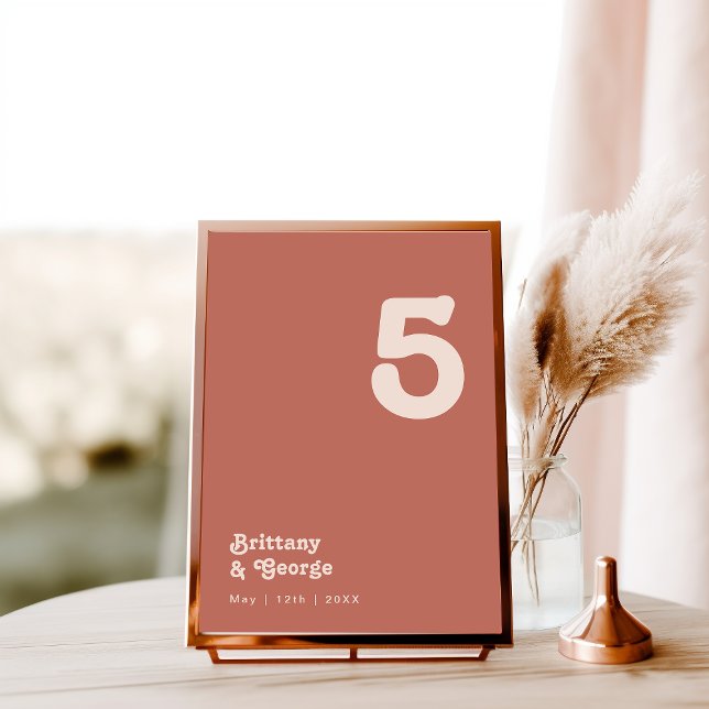 Vibes rétro simples | Ancien numéro de table Rose (Créateur téléchargé)