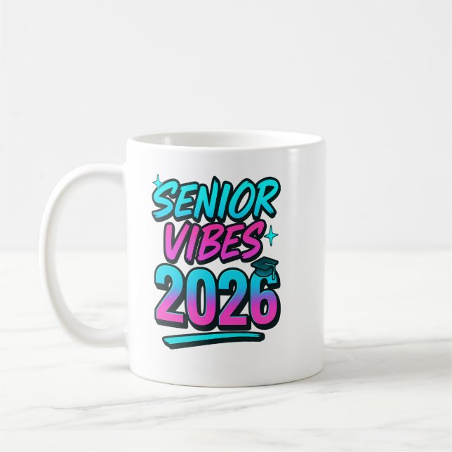 Vibes Senior 2026 Graduation Mug - Fun Class of 20 (Gauche)